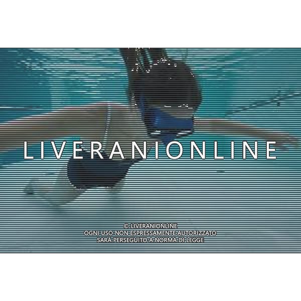 Allenamento sott\'acqua della schermitrice Arianna Errigo in vista delle Olimpiadi di Tokyo con la guida di Mike Maric nelle acque di Y-40, la piscina di acqua termale piu\' profonda al mondo, a Montegrotto Terme, tra respirazione, apnea, fiato, recupero e scherma subacquea - 19.07.2021 ©Ufficio Stampa - Action Agency S.r.l./AGENZIA ALDO LIVERANI SAS