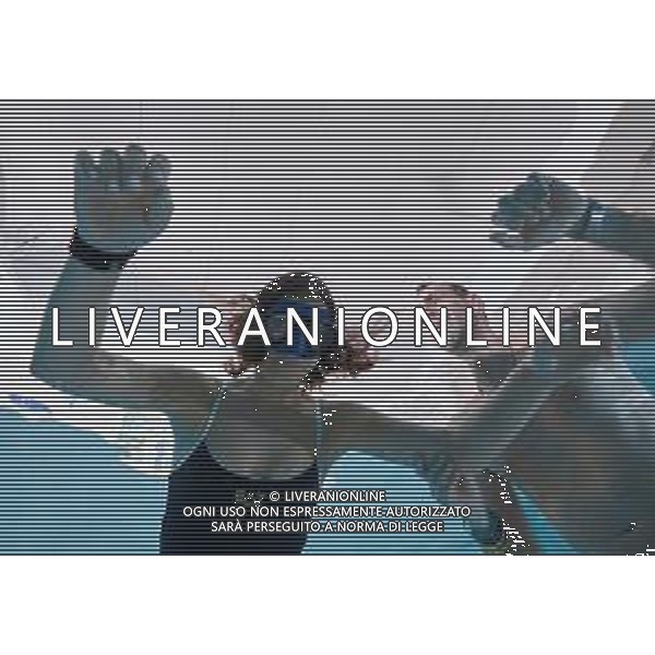 Allenamento sott\'acqua della schermitrice Arianna Errigo in vista delle Olimpiadi di Tokyo con la guida di Mike Maric nelle acque di Y-40, la piscina di acqua termale piu\' profonda al mondo, a Montegrotto Terme, tra respirazione, apnea, fiato, recupero e scherma subacquea - 19.07.2021 ©Ufficio Stampa - Action Agency S.r.l./AGENZIA ALDO LIVERANI SAS