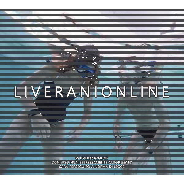 Allenamento sott\'acqua della schermitrice Arianna Errigo in vista delle Olimpiadi di Tokyo con la guida di Mike Maric nelle acque di Y-40, la piscina di acqua termale piu\' profonda al mondo, a Montegrotto Terme, tra respirazione, apnea, fiato, recupero e scherma subacquea - 19.07.2021 ©Ufficio Stampa - Action Agency S.r.l./AGENZIA ALDO LIVERANI SAS