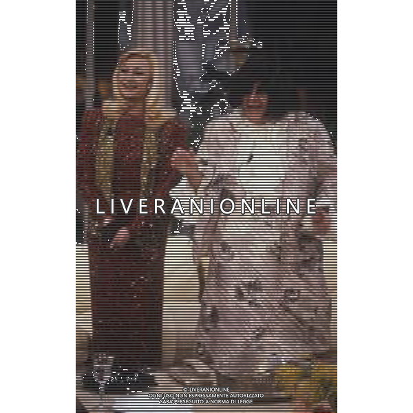RETROSPETTIVA RAFFAELLA CARRA\' ATTRICE-CANTANTE E SHOW GIRL NELLA FOTO RAFFAELLA CARRA\' NELL\'ANNO 1986 CON PAOLO VILLAGGIO AG ALDO LIVERANI SAS 
