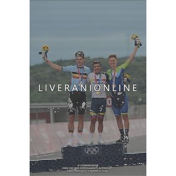 24-07-2021 Giochi Olimpici Elite Uomini; 2021, Jumbo - Visma; 2021, Ineos Grenadiers; 2021, Uae - Emirates; Van Aert, Wout; Carapaz Antonio, Richard Antonio; Pogacar, Tadej; Fuji Speedway; - Olimpiadi Tokyo 2020 Giappone ©SIROTTI/AGENZIA ALDO LIVERANI SAS