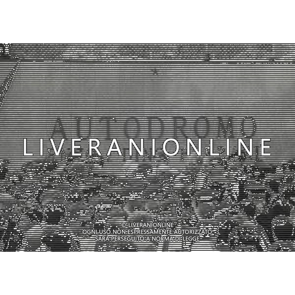 1989 IMOLA INAUGURAZIONE AUTODROMO DINO E ENZO FERRARI NELLA FOTO NIGEL MANSELL E GERHARD BERGER ALL\'INAUGURAZIONE DELL\'AUTODROMO DI IMOLA DINE E ENZO FERRARI AG ALDO LIVERANI SAS