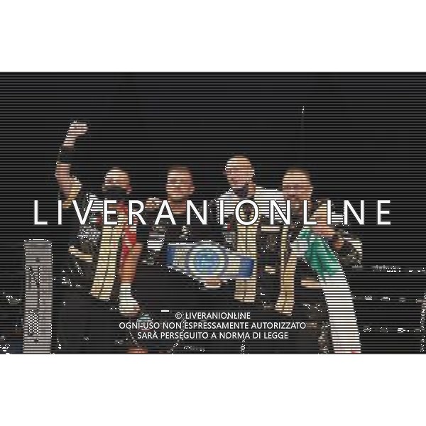 IL PUGILE IVAN ZUCCO SI CONFERMA CAMPIONE D\'ITALIA DEI PESI SUPERMEDI BOXE SCONFIGGENDO IGNAZIO CRIVELLO IN SOLE TRE RIPRESE A VERBANIA 28.07.2021 Nella foto con la cintura e il Team ©Ufficio Stampa Ivan Zucco - Action Agency S.r.l./AGENZIA ALDO LIVERANI SAS