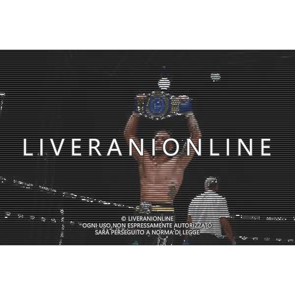 IL PUGILE IVAN ZUCCO SI CONFERMA CAMPIONE D\'ITALIA DEI PESI SUPERMEDI BOXE SCONFIGGENDO IGNAZIO CRIVELLO IN SOLE TRE RIPRESE A VERBANIA 28.07.2021 Nella foto con la cintura ©Ufficio Stampa Ivan Zucco - Action Agency S.r.l./AGENZIA ALDO LIVERANI SAS