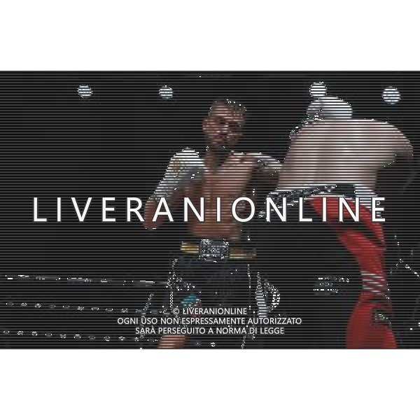 IL PUGILE IVAN ZUCCO SI CONFERMA CAMPIONE D\'ITALIA DEI PESI SUPERMEDI BOXE SCONFIGGENDO IGNAZIO CRIVELLO IN SOLE TRE RIPRESE A VERBANIA 28.07.2021 Nella foto in fase di attacco durante dell\'incontro ©Ufficio Stampa Ivan Zucco - Action Agency S.r.l./AGENZIA ALDO LIVERANI SAS
