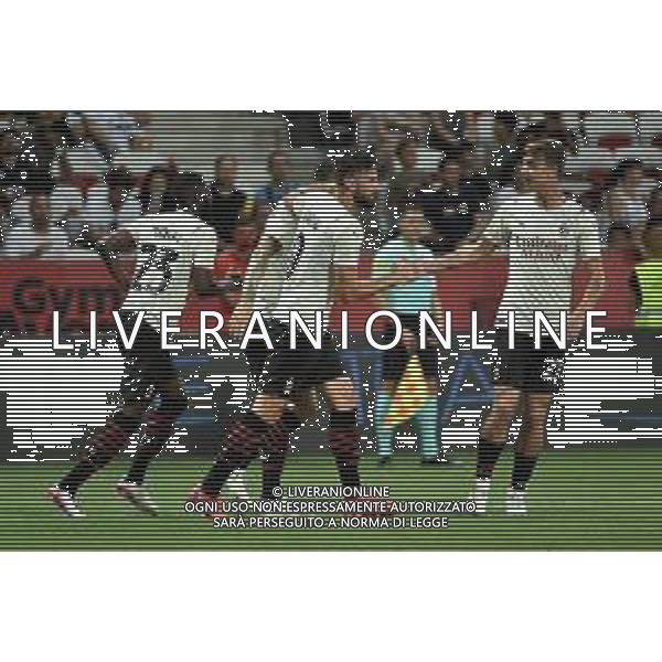 esultanza. Milan dopo il gol dell\'1 a 1 di Olivier Giroud con Daniel Maldini Nizza vs Milan amichevole precampionato Nizza (FRA) 31-07-2021 Stadio Allianz Riviera foto Roberto Garavaglia/ag. Aldo Liverani sas/AGENZIA ALDO LIVERANI SAS