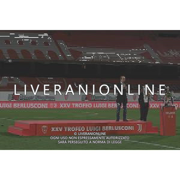 Monza 31.07.2021 U-Power Stadium Monza vs Juventus 25imo Trofeo Luigi Berlusconi ©Viganti/Agenzia Aldo Liverani Nella foto: paolo berlusconi per la premiazione con la coppa ©Viganti manuela/AGENZIA ALDO LIVERANI SAS