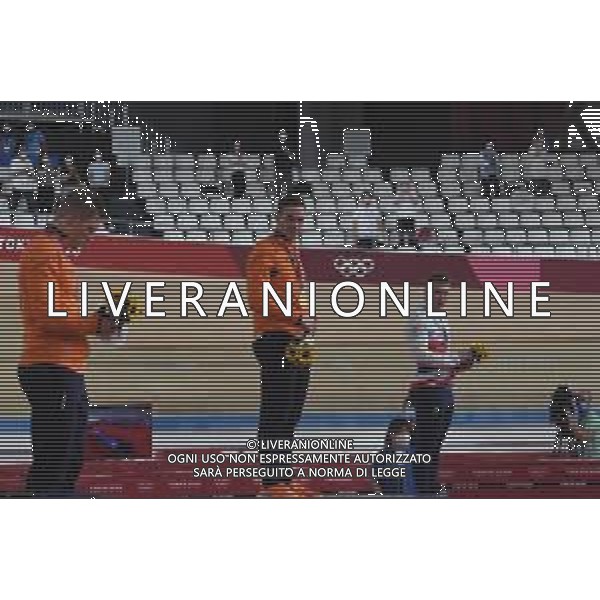 06-08-2021 Giochi Olimpici Pista Uomini; Giornata 05; 2021, Olanda; 2021, Great Britain; Lavreysen, Harrie; Hoogland, Jeffrey; Carlin, Jack; Izu; - Ciclismo Olimpiadi Tokyo 2020 Giappone ©SIROTTI/AGENZIA ALDO LIVERANI SAS