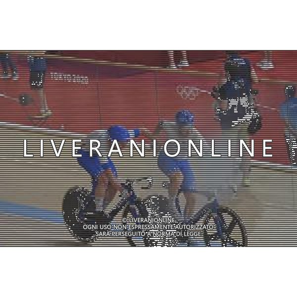 07-08-2021 Giochi Olimpici Pista Uomini; Giornata 06; 2021, Cofidis; Viviani, Elia; Consonni, Simone; Izu; ; Ciclismo Olimpiadi Tokyo 2020 Giappone ©SIROTTI/AGENZIA ALDO LIVERANI SAS