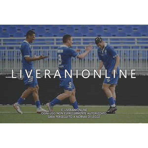 © TVRG Como vs Catanzaro nella foto esultanza Como dopo il gol dell\'1 a 0 Como vs Catanzaro Coppa Italia - turno preliminare Novara 07-08-2021 Stadio Silvio Piola foto Roberto Garavaglia/ag. Aldo Liverani sas