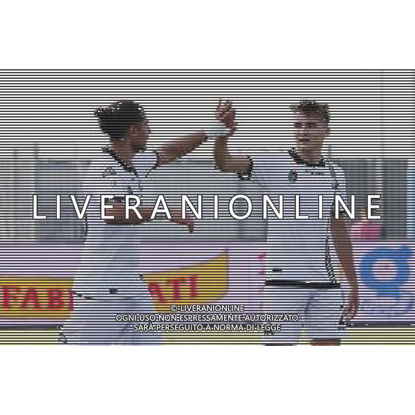 13-08-2021 LIGNANO SABBIADORO PRELIMINARI DI COPPA ITALIA PORDENONE -SPEZIA NELLA FOTO ESULTANZA NIKOLAOU DMITRIOS FOTO PAOLA GARBUIO-AG ALDO LIVERANI SAS