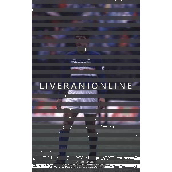RETROSPETTIVA GIUSEPPE LORENZO CALCIATORE NELLA FOTO GIUSEPPE LORENZO CON LA MAGLIA DELLA SAMPDORIA CALCIO AG ALDO LIVERANI SAS