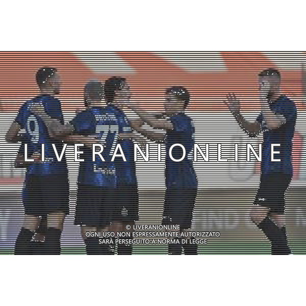 esultanza Inter dopo il gol dell\'1 a 0 dopo il gol di Nicolo\' Barella Inter vs Dinamo Kiev amichevole precampionato Monza 14-08-2021 U-Power Stadium foto Roberto Garavaglia/ag. Aldo Liverani sas/AGENZIA ALDO LIVERANI SAS