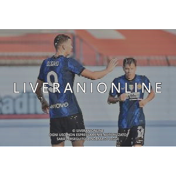 esultanza Edin Dzeko (Inter) dopo il gol del 2 a 0 e sulla DX Nicolo\' Barella (Inter) Inter vs Dinamo Kiev amichevole precampionato Monza 14-08-2021 U-Power Stadium foto Roberto Garavaglia/ag. Aldo Liverani sas/AGENZIA ALDO LIVERANI SAS
