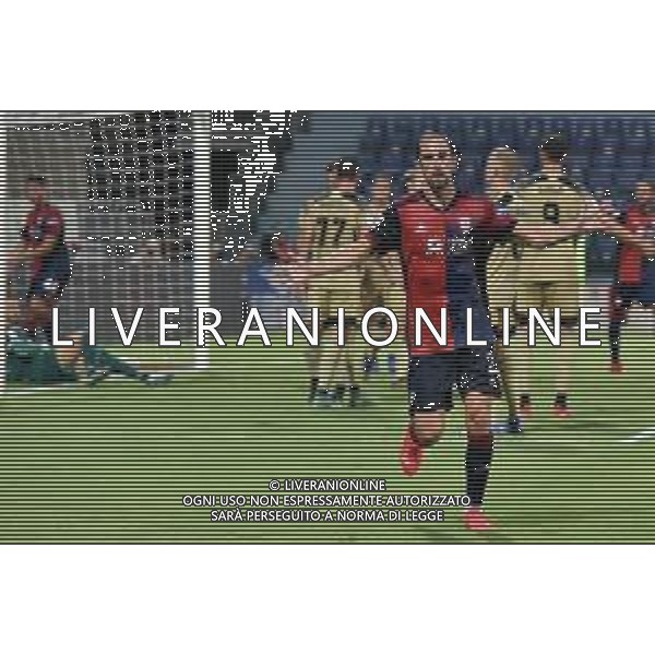 14-8-2021. Cagliari Calcio - Pisa Sporting Club. Sedicesimi Coppa Italia calcio. Italia, Sardegna, Cagliari, Stadio Unipol Domus. Salvatore Moi/Aldo Liverani s.a.s. Nella foto:gol ed esultanza di Diego Godin Cagliari conto Pisa in casa.