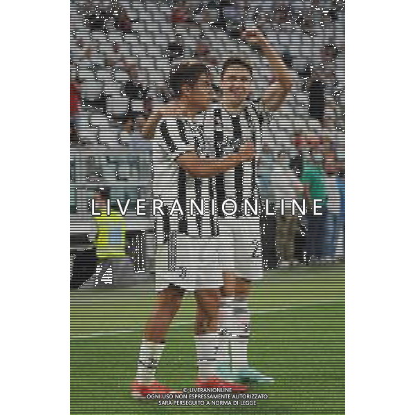 Torino 14.08.2021 Allianz Stadium Juventus vs Atalanta Amichevole pre campionato ©Manuela Viganti/Agenzia Aldo Liverani Nella foto: esultanza paulo dybala e federico chiesa dopo il gol