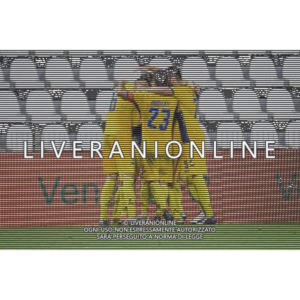 GriffoniE/LMedia - Trentaduesimi - Venezia vs Frosinone - Coppa Italia 2021/2022 15 agosto 2021 - Stadio Paolo Mazza, Ferrara, Italia Nella foto: Esultanza di Mirko Gori (Frosinone) per il gol 0-1 @GriffoniE/LMedia/AGENZIA ALDO LIVERANI SASAS