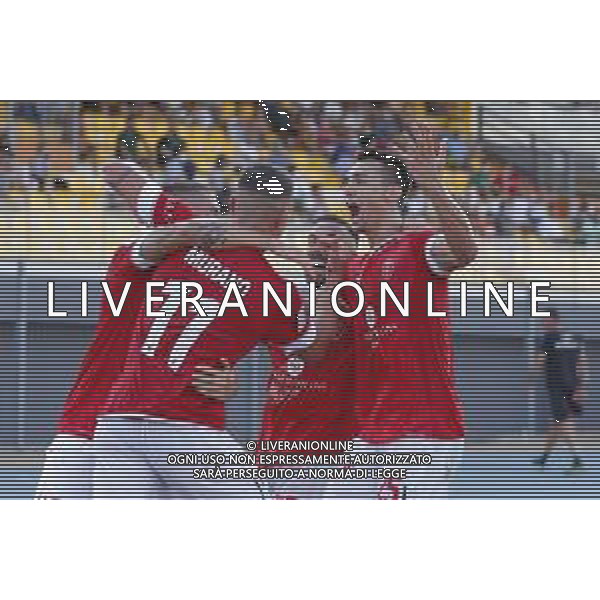Pordenone - Perugia Campionato di Calcio Serie BKT 21/08/2020 nella foto: Esultanza perugia dopo il goal ©Claudio Zamagni/Agenzia Aldo Liverani during Italian Serie BKT soccer match between Pordenone and Perugia at Guido Teghil Stadium in Lignano Sabbiadoro on August 21 2020 photo credit by Claudio Zamagni/Aldo Liverani Photo Agency