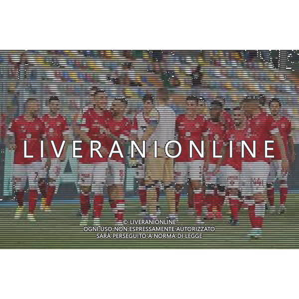 Pordenone - Perugia Campionato di Calcio Serie BKT 21/08/2020 nella foto: esultanza perugia a fine gara ©Claudio Zamagni/Agenzia Aldo Liverani during Italian Serie BKT soccer match between Pordenone and Perugia at Guido Teghil Stadium in Lignano Sabbiadoro on August 21 2020 photo credit by Claudio Zamagni/Aldo Liverani Photo Agency
