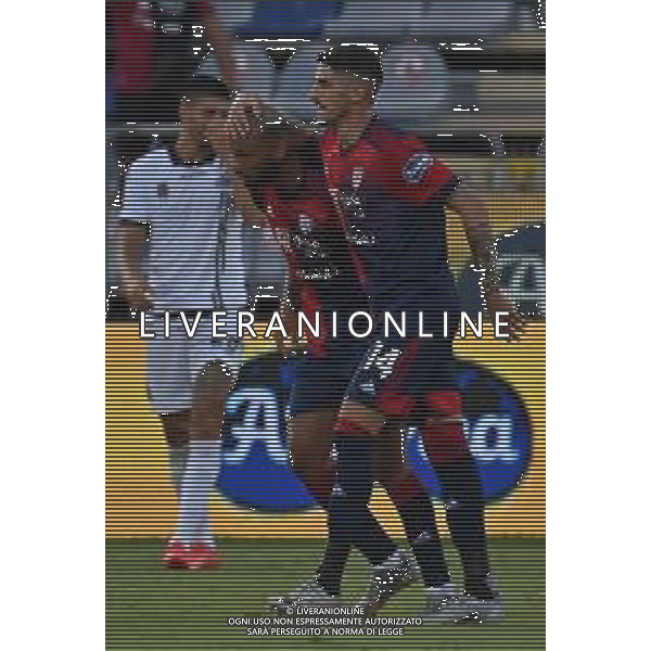 23-8-2021. Cagliari Calcio - Spezia Calcio. 1° giornata Serie A calcio 2021-2022. Italia, Sardegna, Cagliari, Stadio Unipol Domus. Salvatore Moi/Aldo Liverani s.a.s. Nella foto: esultanza dopo gol di Joao Pedro Cagliari contro Spezia in casa. ©Salvatore Moi / AGENZIA ALDO LIVERANI SAS