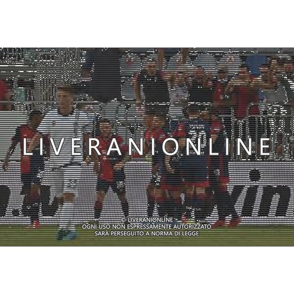 23-8-2021. Cagliari Calcio - Spezia Calcio. 1° giornata Serie A calcio 2021-2022. Italia, Sardegna, Cagliari, Stadio Unipol Domus. Salvatore Moi/Aldo Liverani s.a.s. Nella foto: Esultanza dopo gol di Joao Pedro Cagliari su rigore contro Spezia in casa. ©Salvatore Moi / AGENZIA ALDO LIVERANI SAS
