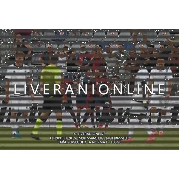 23-8-2021. Cagliari Calcio - Spezia Calcio. 1° giornata Serie A calcio 2021-2022. Italia, Sardegna, Cagliari, Stadio Unipol Domus. Salvatore Moi/Aldo Liverani s.a.s. Nella foto: Esultanza dopo gol di Joao Pedro Cagliari su rigore contro Spezia in casa. ©Salvatore Moi / AGENZIA ALDO LIVERANI SAS