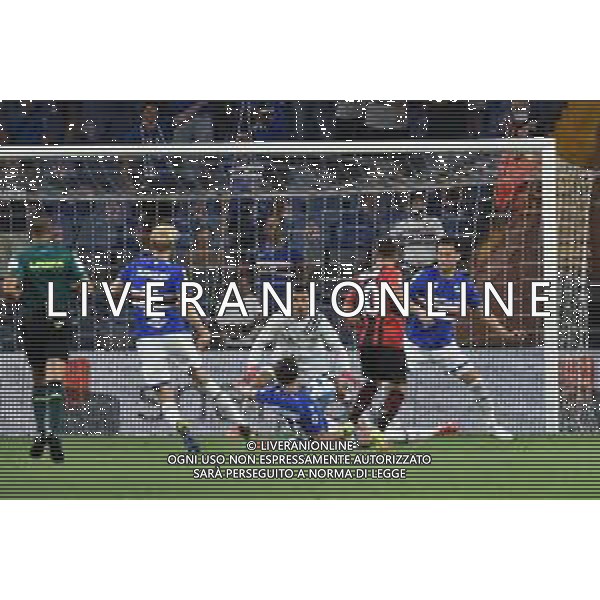 © TVRG Brahim Diaz (Milan) segna il gol dell\'1 a 0 Sampdoria vs Milan Campionato Serie A TIM - 1a giornata Genova 23-08-2021 Stadio Luigi Ferraris - Marassi foto Roberto Garavaglia/ag. Aldo Liverani sas / AGENZIA ALDO LIVERANI SAS