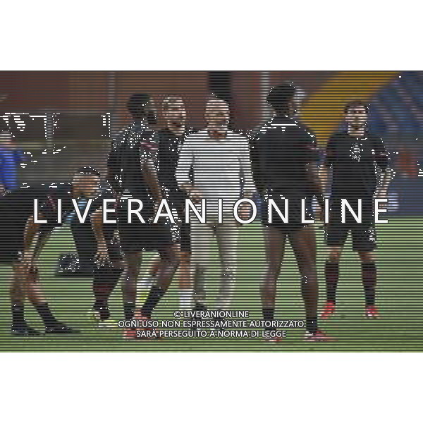© TVRG Stefano Pioli allenatore Milan parla ai giocatori prima della gara Sampdoria vs Milan Campionato Serie A TIM - 1a giornata Genova 23-08-2021 Stadio Luigi Ferraris - Marassi foto Roberto Garavaglia/ag. Aldo Liverani sas