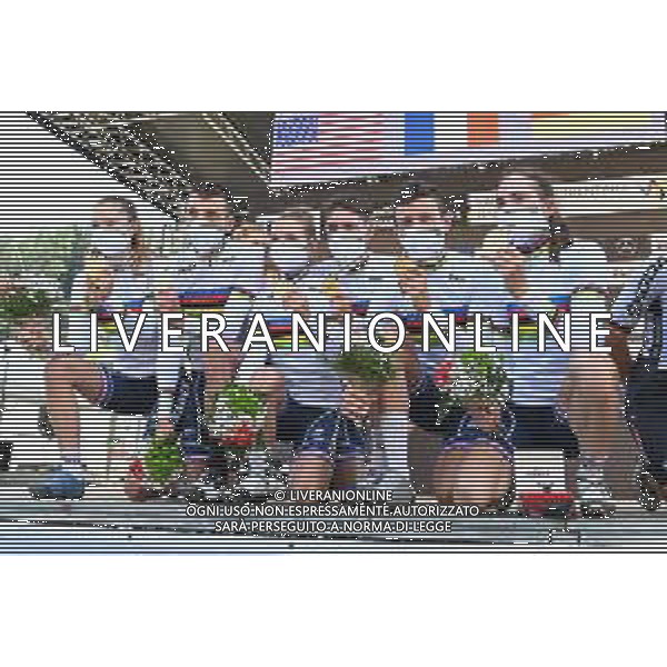 ¬© TVRG la Francia campione del mondo nel Cross Country Team Relay specialita\' Cross Country - gara Team Relay UCI MTB World Championships 2021 Campionati del Mondo di Mountain Bike 25-29 agosto 2021 Val di Sole Daolasa di Commezzadura (TN) Centro sportivo BikeLand 25 agosto 2021 foto Roberto Garavaglia/ag. Aldo Liverani sas/ AGENZIA ALDO LIVERANI SAS
