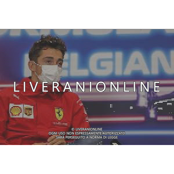 Charles Leclerc (MON) Ferrari in the FIA Press Conference. 26.08.2021. Formula 1 World Championship, Rd 12, Belgian Grand Prix, Spa Francorchamps, Belgium, Preparation Day. - www.xpbimages.com, EMail: requests@xpbimages.com © Copyright: Charniaux / XPB Images/ AGENZIA ALDO LIVERANI SAS - ITALY ONLY EDITORIAL USE ONLY