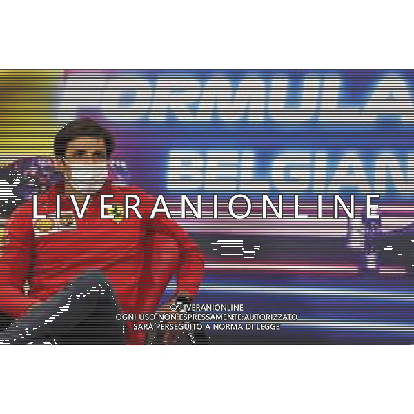 Carlos Sainz Jr (ESP) Ferrari in the FIA Press Conference. 26.08.2021. Formula 1 World Championship, Rd 12, Belgian Grand Prix, Spa Francorchamps, Belgium, Preparation Day. - www.xpbimages.com, EMail: requests@xpbimages.com © Copyright: Charniaux / XPB Images/ AGENZIA ALDO LIVERANI SAS - ITALY ONLY EDITORIAL USE ONLY