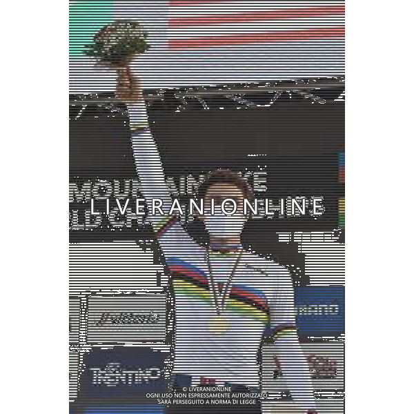 © TVRG Christopher Blevins (Stati Uniti) 1o classificato specialita\' Cross Country Short Track - gara maschile elite UCI MTB World Championships 2021 Campionati del Mondo di Mountain Bike 25-29 agosto 2021 Val di Sole Daolasa di Commezzadura (TN) Centro sportivo BikeLand 26 agosto 2021 foto Roberto Garavaglia/ag. Aldo Liverani sas/ AGENZIA ALDO LIVERANI SAS