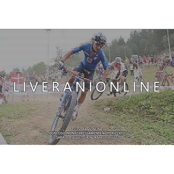 © TVRG Gioele Bertolini (Italia) specialita\' Cross Country Short Track - gara maschile elite UCI MTB World Championships 2021 Campionati del Mondo di Mountain Bike 25-29 agosto 2021 Val di Sole Daolasa di Commezzadura (TN) Centro sportivo BikeLand 26 agosto 2021 foto Roberto Garavaglia/ag. Aldo Liverani sas/ AGENZIA ALDO LIVERANI SAS