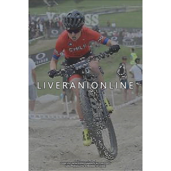 © TVRG Maria Trinidad Moreno Camus (Cile) specialita\' Cross Country Short Track - gara femminile elite UCI MTB World Championships 2021 Campionati del Mondo di Mountain Bike 25-29 agosto 2021 Val di Sole Daolasa di Commezzadura (TN) Centro sportivo BikeLand 26 agosto 2021 foto Roberto Garavaglia/ag. Aldo Liverani sas/ AGENZIA ALDO LIVERANI SAS