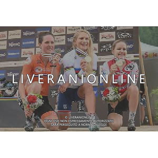 ¬© TVRG il podio da SX Anne Terpstra (Olanda) 2a classificata, Evie Richards (Gran Bretagna) 1a classificata e Sina Frei (Svizzera) 3a classificata specialita\' Cross Country - gara femminile elite UCI MTB World Championships 2021 Campionati del Mondo di Mountain Bike 25-29 agosto 2021 Val di Sole Daolasa di Commezzadura (TN) Centro sportivo BikeLand 28 agosto 2021 foto Roberto Garavaglia/ag. Aldo Liverani sas/ AGENZIA ALDO LIVERANI SAS