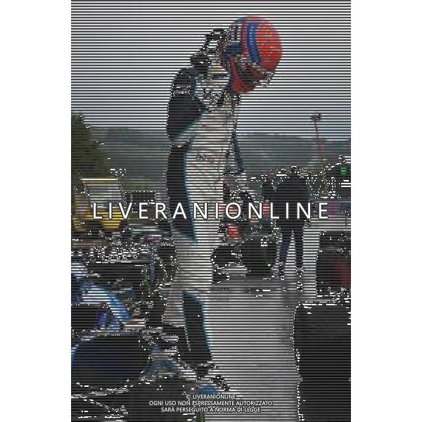 George Russell (GBR) Williams Racing FW43B celebrates his second position in qualifying parc ferme. 28.08.2021. Formula 1 World Championship, Rd 12, Belgian Grand Prix, Spa Francorchamps, Belgium, Qualifying Day. - www.xpbimages.com, EMail: requests@xpbimages.com © Copyright: FIA Pool Image for Editorial Use Only/ AGENZIA ALDO LIVERANI SAS - ITALY ONLY EDITORIAL USE ONLY