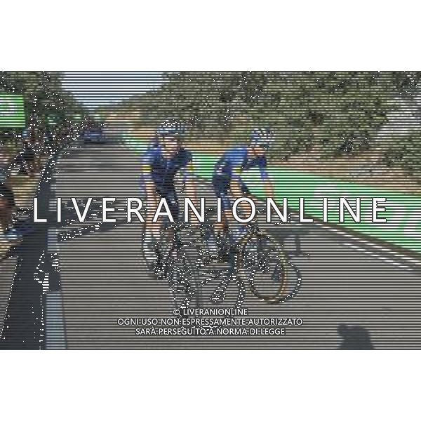 28-08-2021 Vuelta A Espana; Tappa 14 Don Benito - Pico Villuercas; 2021, Deceuninck - Quick Step; Knox, James; Vansevenant, Mauri; Pico Villuercas; ©SIROTTI / AGENZIA ALDO LIVERANI SAS