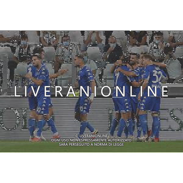 Torino 28.08.2021 Allianz Stadium Juventus vs Empoli Campionato Serie A 2021/2022 ©Manuela Viganti/Agenzia Aldo Liverani Nella foto: esultanza empoli dopo il gol di leonardo mancuso ©Manuela Viganti / AGENZIA ALDO LIVERANI SAS