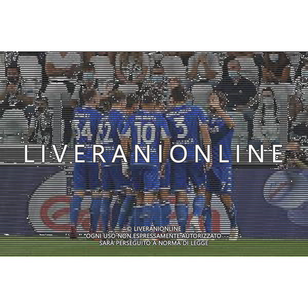 Torino 28.08.2021 Allianz Stadium Juventus vs Empoli Campionato Serie A 2021/2022 ©Manuela Viganti/Agenzia Aldo Liverani Nella foto: esultanza empoli dopo il gol di leonardo mancuso ©Manuela Viganti / AGENZIA ALDO LIVERANI SAS