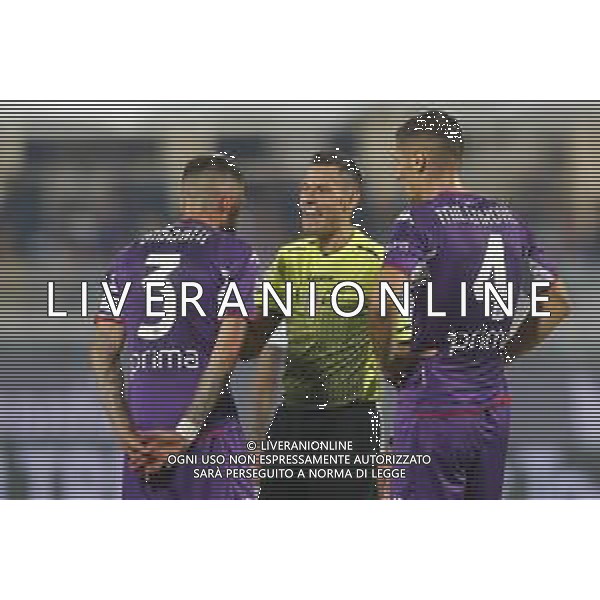 Fiorentina - Torino Campionato di Calcio Serie A TIM 28/08/2021 nella foto: Biraghi Cristiano (acf Fiorentina)- Nikola Milenkovic (acf Fiorentina)- con arbitro mariani ©Claudio Zamagni/Agenzia Aldo Liverani during Italian Serie A soccer match between FIORENTINA and TORINO at Artemio Franchi Stadium on August 28 2021 photo credit by Claudio Zamagni/Aldo Liverani Photo Agency