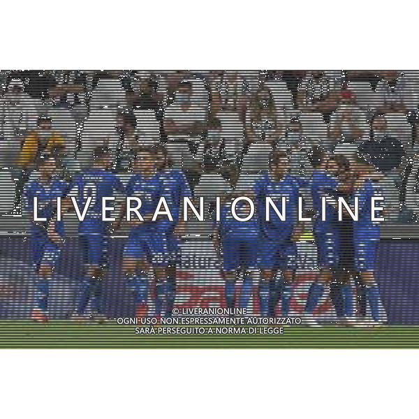 Torino 28.08.2021 Allianz Stadium Juventus vs Empoli Campionato Serie A 2021/2022 ©Manuela Viganti/Agenzia Aldo Liverani Nella foto: esultanza empoli dopo il gol di leonardo mancuso ©VIGANTI / AGENZIA ALDO LIVERANI SAS
