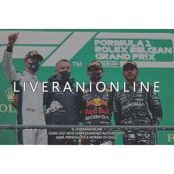 1st place Max Verstappen (NLD) Red Bull Racing RB16B, 2nd place George Russell (GBR) Williams Racing FW43B and 3rd place Lewis Hamilton (GBR) Mercedes AMG F1 W12. 29.08.2021. Formula 1 World Championship, Rd 12, Belgian Grand Prix, Spa Francorchamps, Belgium, Race Day. - www.xpbimages.com, EMail: requests@xpbimages.com ¬© Copyright: Batchelor / XPB Images / AGENZIA ALDO LIVERANI SAS - ITALY ONLY EDITORIAL USE ONLY