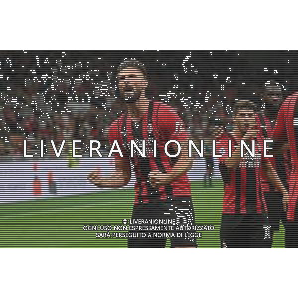 Olivier Giroud (Milan) esulta dopo il gol del 3 a 1 Milan vs Cagliari Campionato Serie A TIM - 2a giornata Milano 29-08-2021 Stadio Giuseppe Meazza - San Siro foto Roberto Garavaglia/ag. Aldo Liverani sas