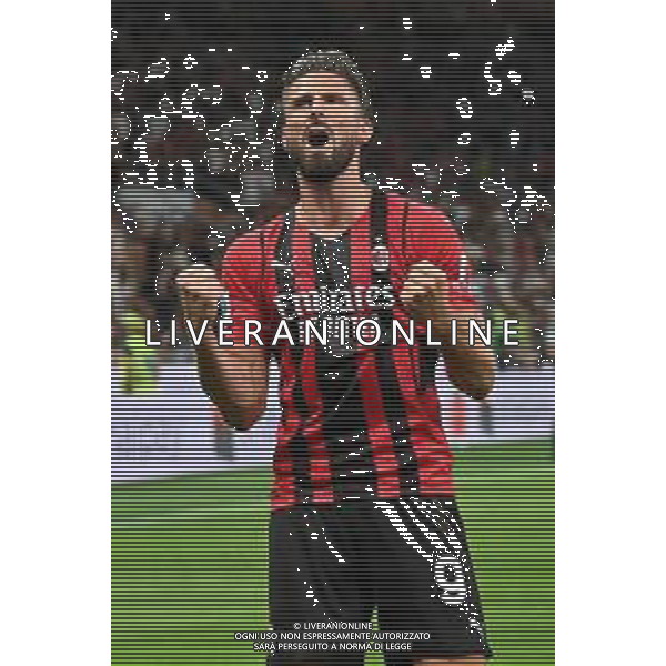 Olivier Giroud (Milan) esulta dopo il gol del 3 a 1 Milan vs Cagliari Campionato Serie A TIM - 2a giornata Milano 29-08-2021 Stadio Giuseppe Meazza - San Siro foto Roberto Garavaglia/ag. Aldo Liverani sas