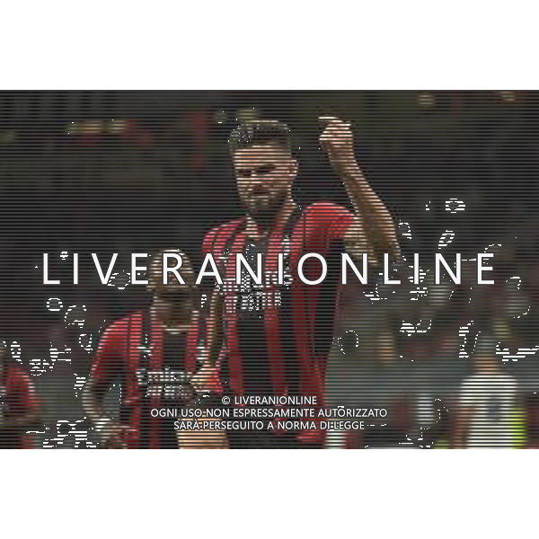 Olivier Giroud (Milan) esulta dopo il gol del 4 a 1 Milan vs Cagliari Campionato Serie A TIM - 2a giornata Milano 29-08-2021 Stadio Giuseppe Meazza - San Siro foto Roberto Garavaglia/ag. Aldo Liverani sas