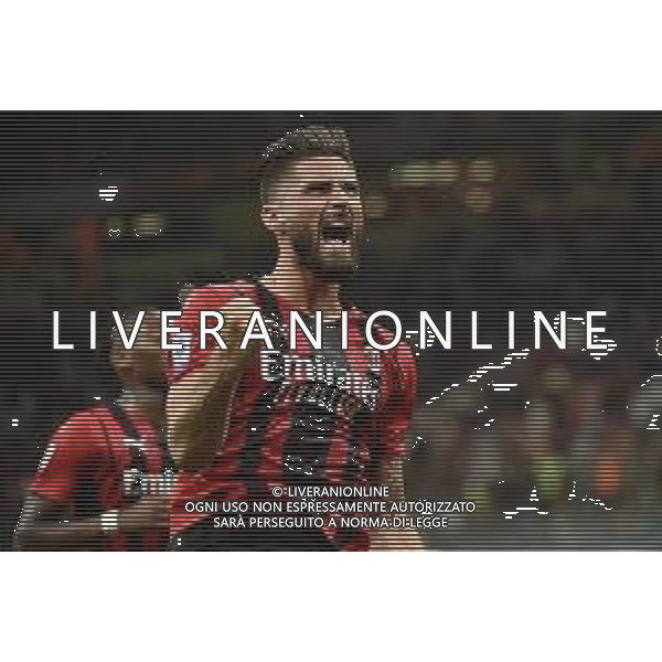 Olivier Giroud (Milan) esulta dopo il gol del 4 a 1 Milan vs Cagliari Campionato Serie A TIM - 2a giornata Milano 29-08-2021 Stadio Giuseppe Meazza - San Siro foto Roberto Garavaglia/ag. Aldo Liverani sas