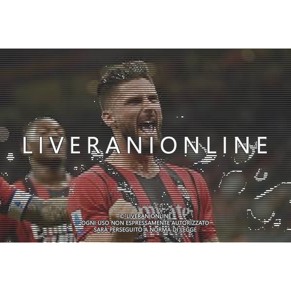Olivier Giroud (Milan) esulta dopo il gol del 4 a 1 Milan vs Cagliari Campionato Serie A TIM - 2a giornata Milano 29-08-2021 Stadio Giuseppe Meazza - San Siro foto Roberto Garavaglia/ag. Aldo Liverani sas