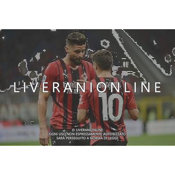 Olivier Giroud (Milan) SX e Brahim Diaz (Milan) DX Milan vs Cagliari Campionato Serie A TIM - 2a giornata Milano 29-08-2021 Stadio Giuseppe Meazza - San Siro foto Roberto Garavaglia/ag. Aldo Liverani sas