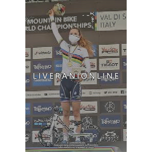 © TVRG Line Burquier (Francia) 1a classificata specialita\' Cross Country - gara femminile juniores UCI MTB World Championships 2021 Campionati del Mondo di Mountain Bike 25-29 agosto 2021 Val di Sole Daolasa di Commezzadura (TN) Centro sportivo BikeLand 26 agosto 2021 foto Roberto Garavaglia/ag. Aldo Liverani sas/AGENZIA ALDO LIVERANI SAS