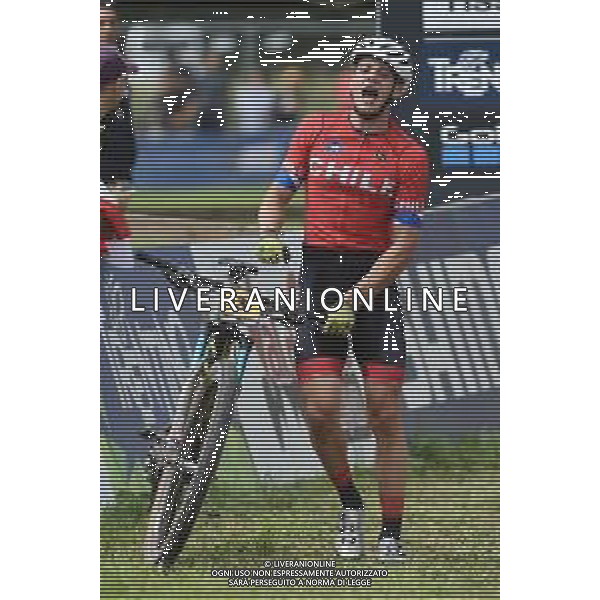 © TVRG Martin Vidaurre Kossmann (Cile) 1o classificato specialita\' Cross Country - gara maschile under 23 UCI MTB World Championships 2021 Campionati del Mondo di Mountain Bike 25-29 agosto 2021 Val di Sole Daolasa di Commezzadura (TN) Centro sportivo BikeLand 28 agosto 2021 foto Roberto Garavaglia/ag. Aldo Liverani sas/AGENZIA ALDO LIVERANI SAS